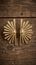 Solara Gold Sunburst Statement Earrings