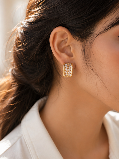 Aurielle Gold Crystal Laurel Hoop Earrings