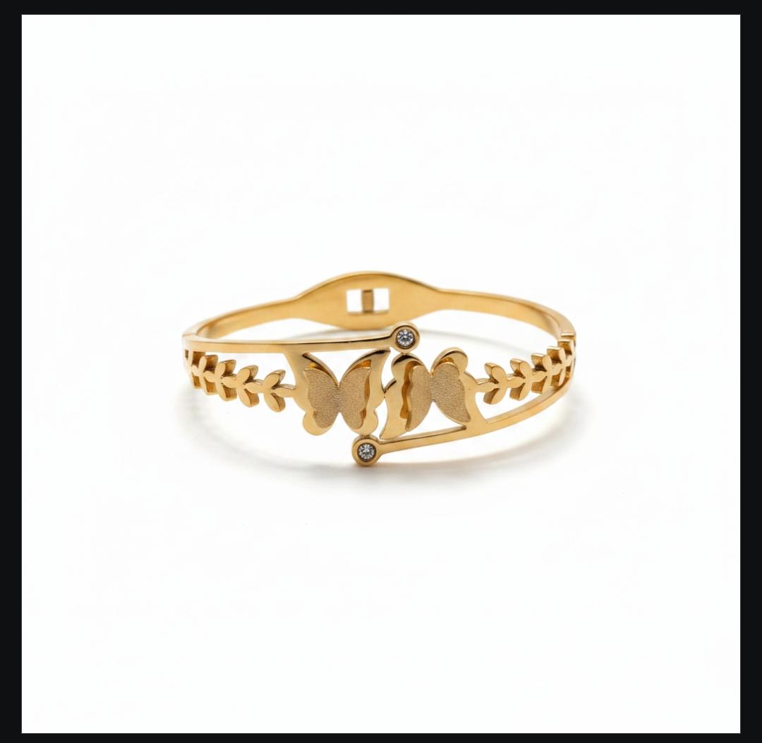 Graceful Gold Butterfly & Vine Bracelet