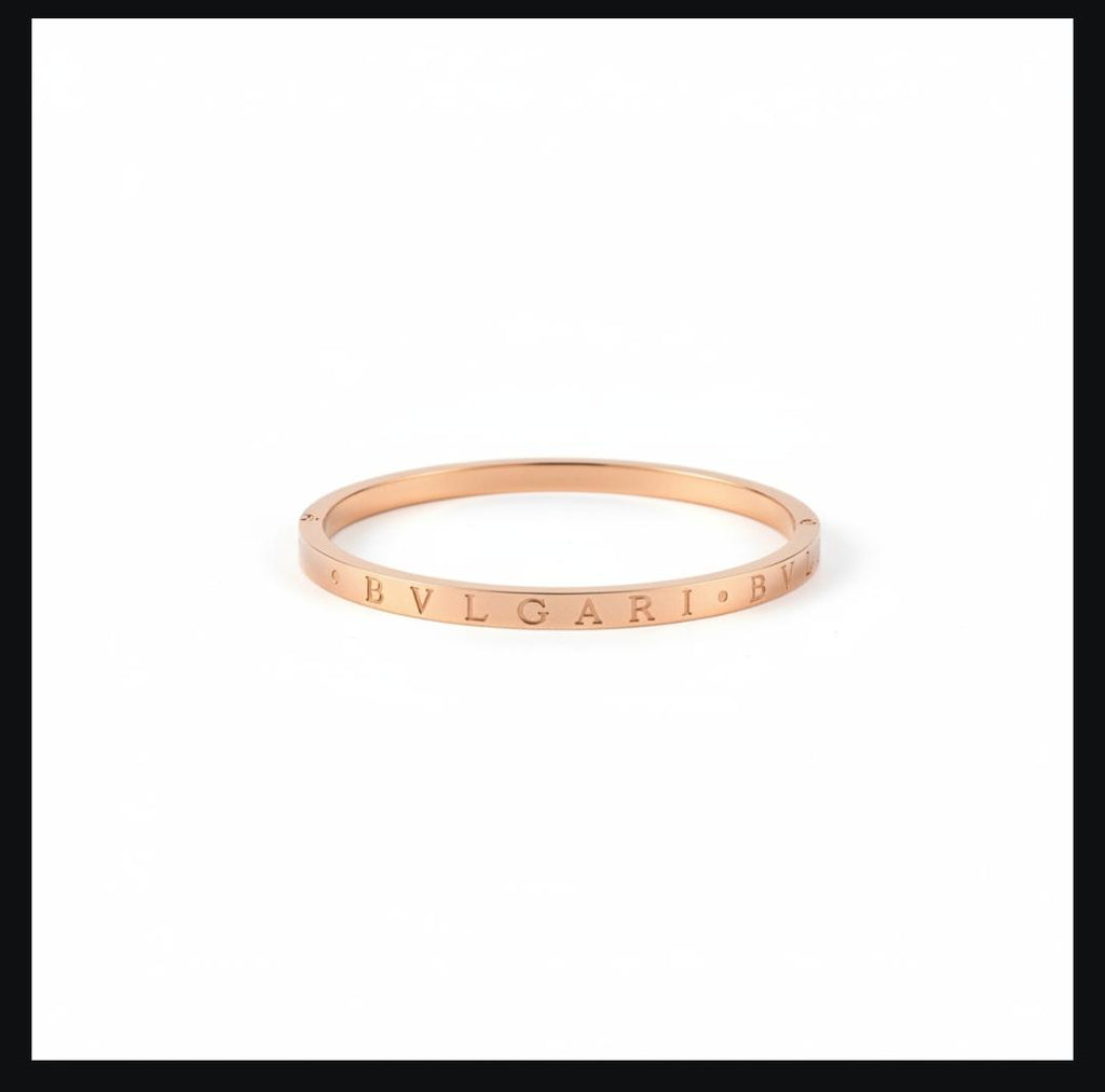 Minimalist Logo-Engraved Rose Gold Bangle