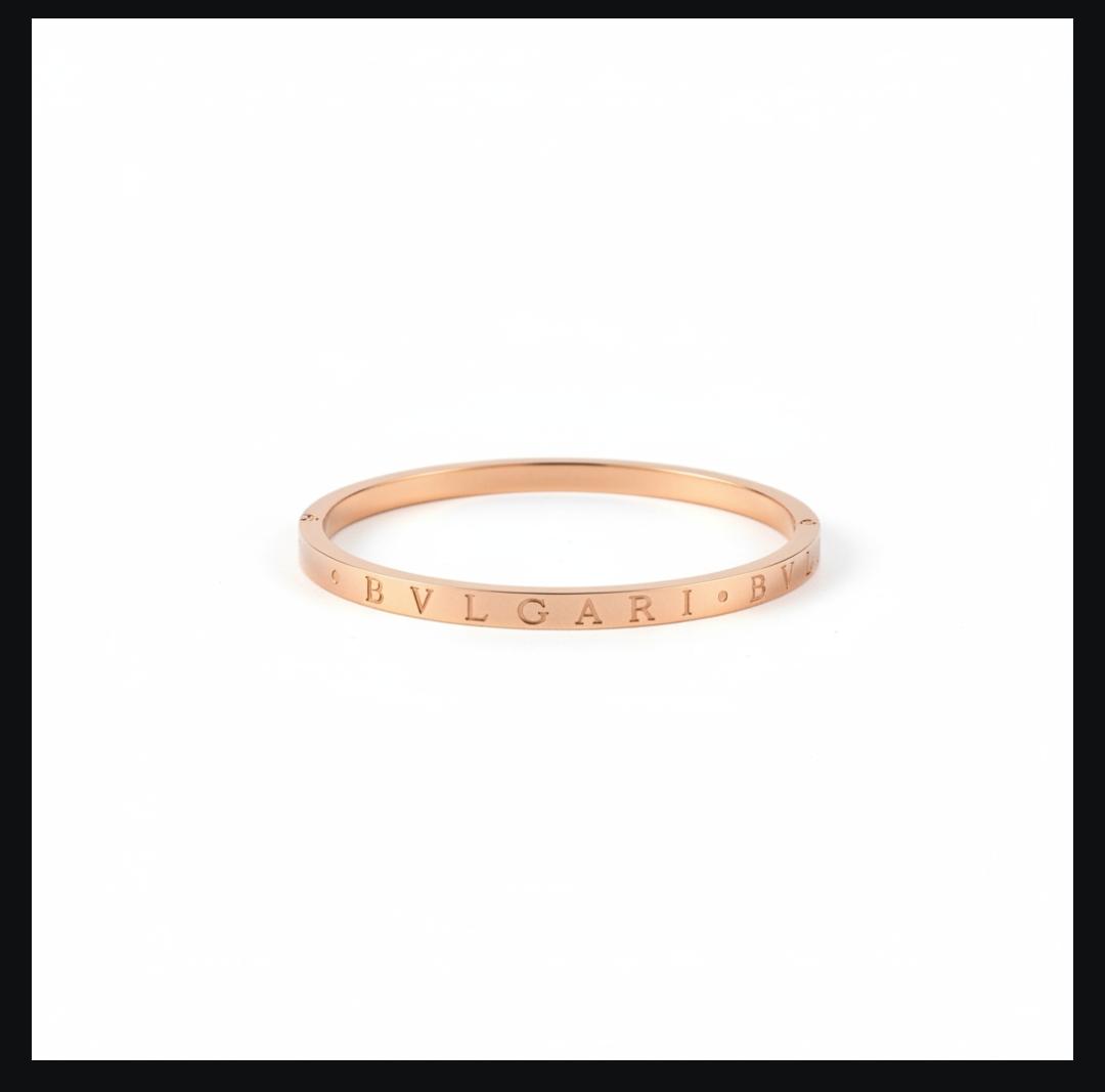 Minimalist Logo-Engraved Rose Gold Bangle