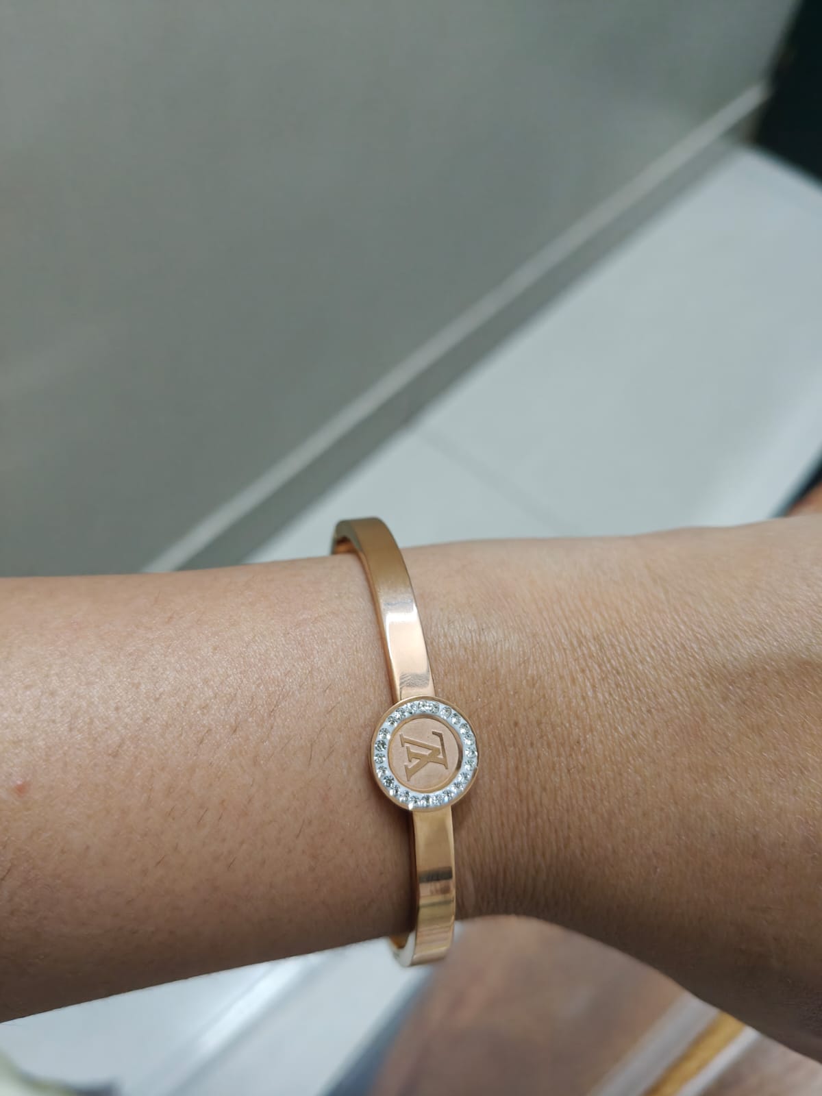 Crystal Monogram Rose Gold Bracelet