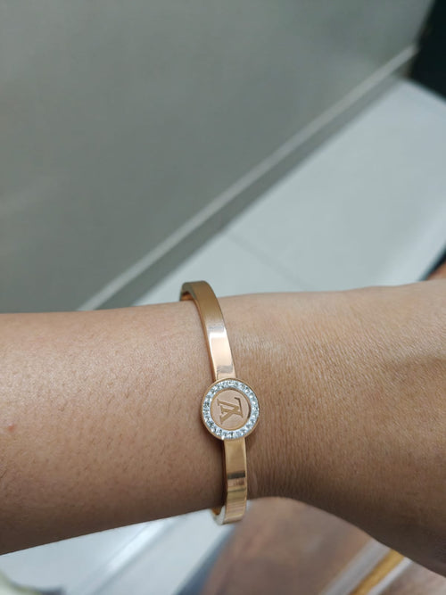 Crystal Monogram Rose Gold Bracelet