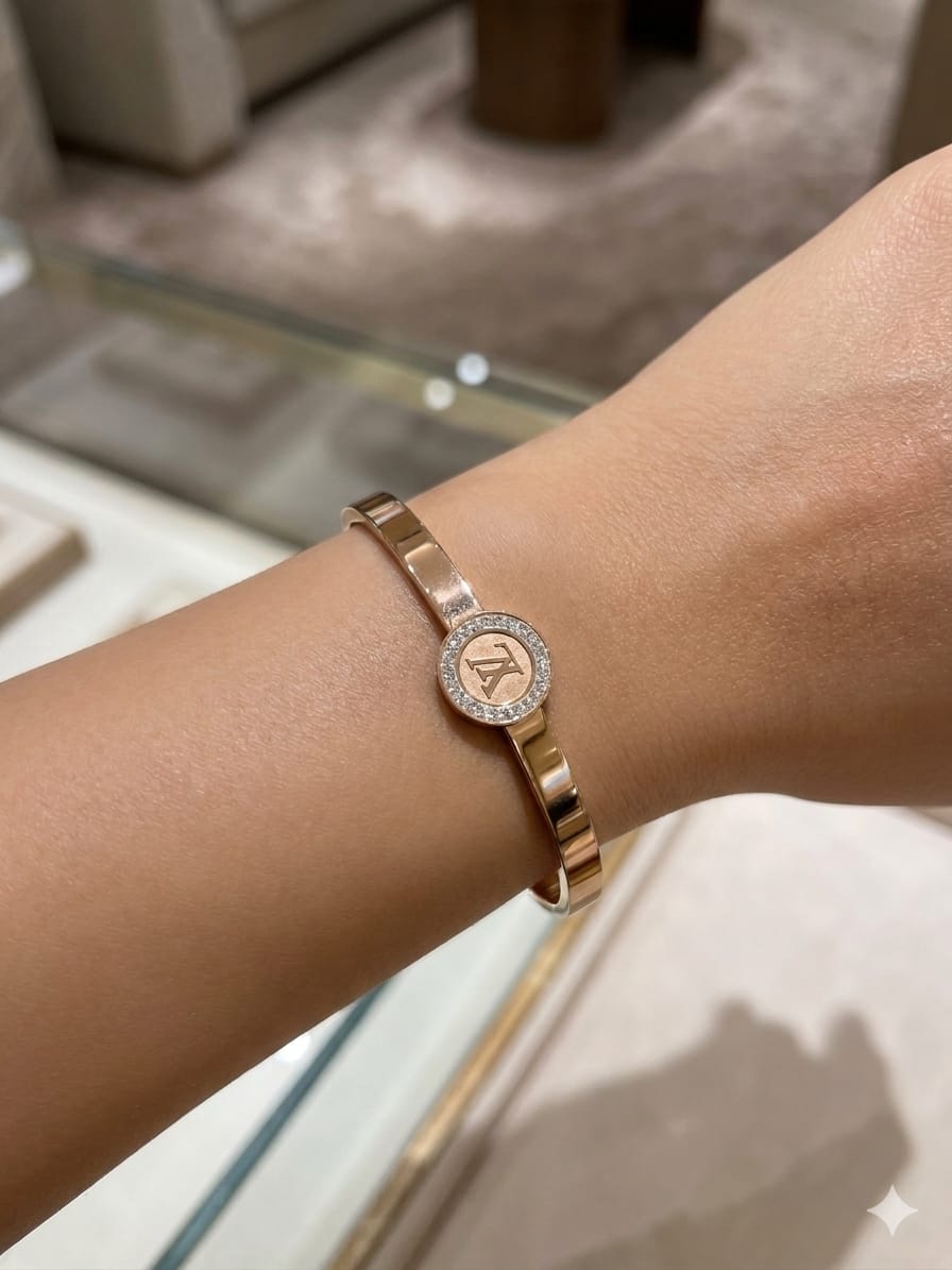 Crystal Monogram Rose Gold Bracelet