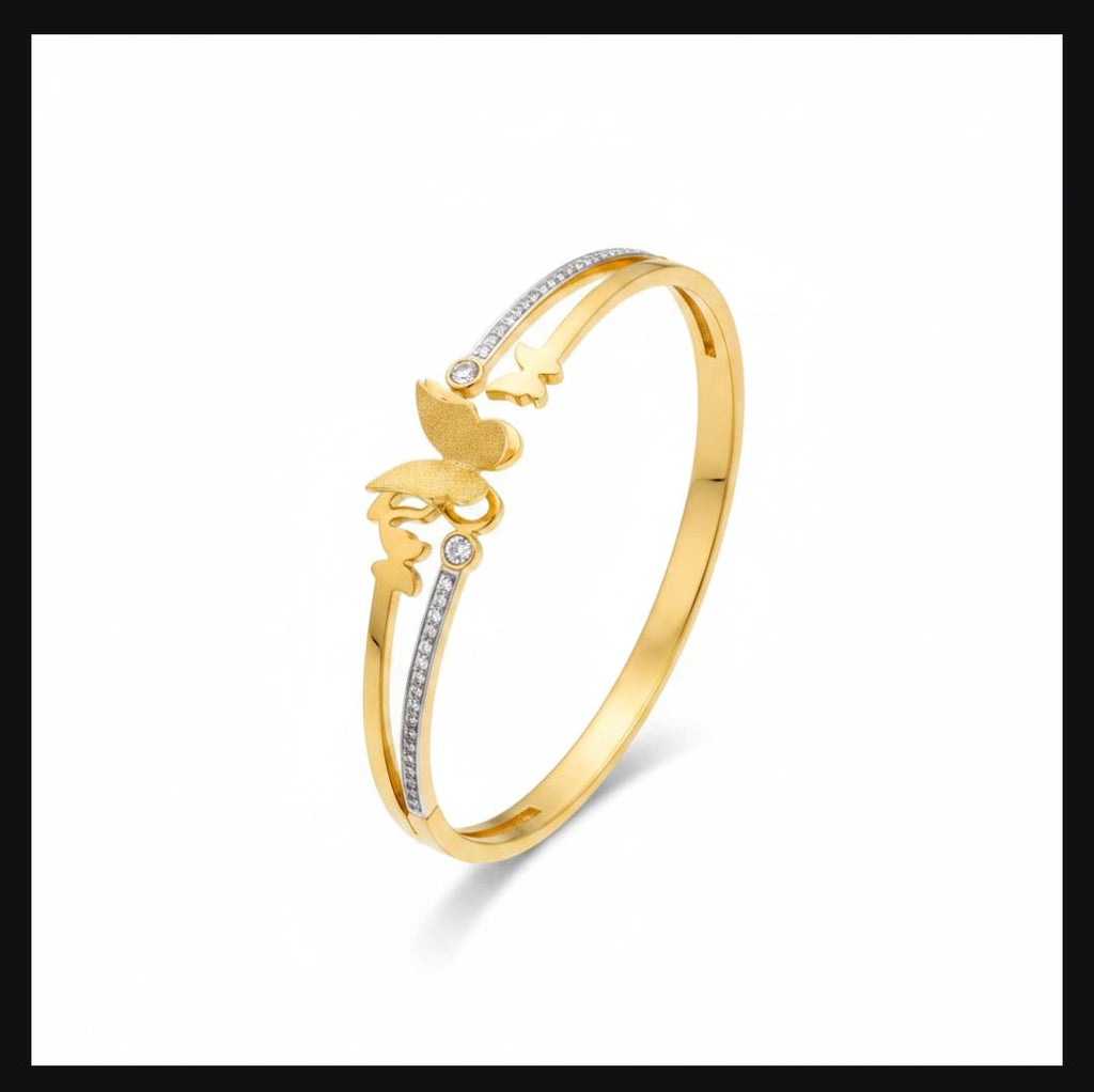 Dainty Diamond-Accented Butterfly Bangle