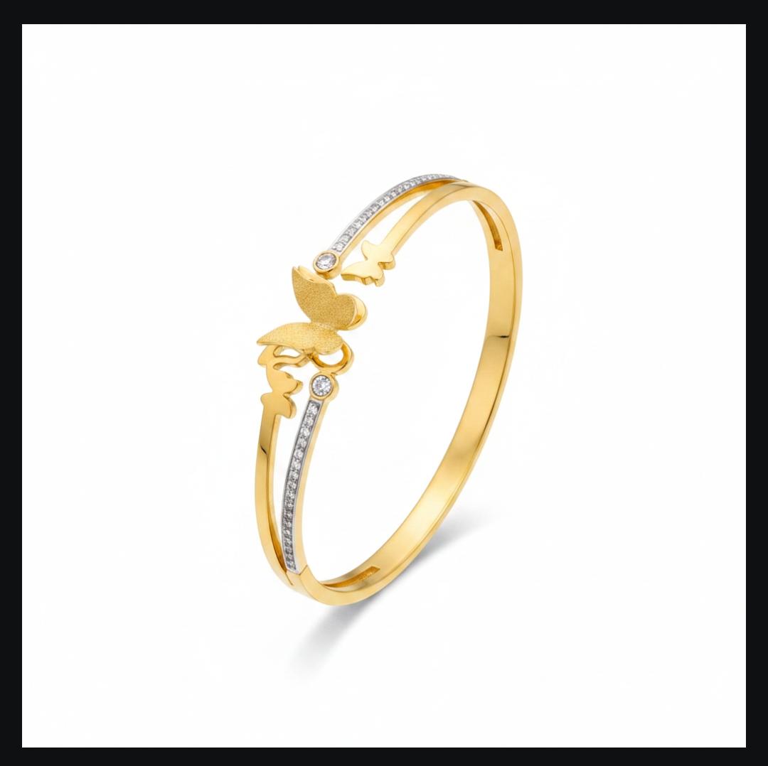 Dainty Diamond-Accented Butterfly Bangle