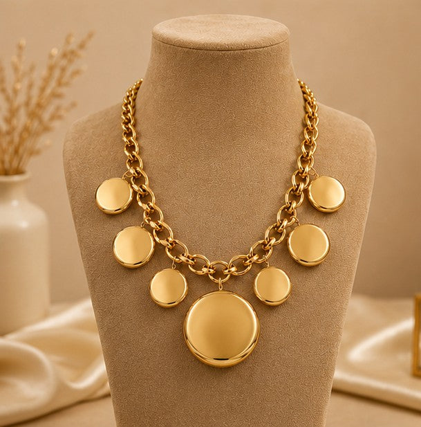 Gold Coin Statement Necklace