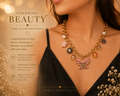 Gold plated Butterfly Charm Statement Necklace